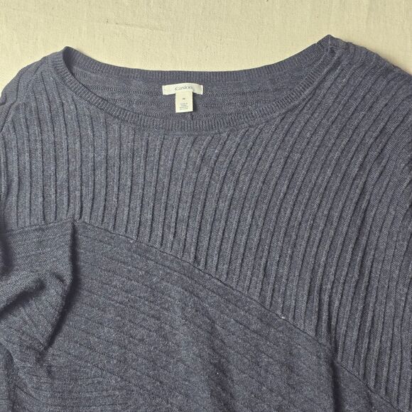 Caslon Women's Medium Charcoal Cotton Knit Stretch Sweater Dress‎ - Picture 8 of 14